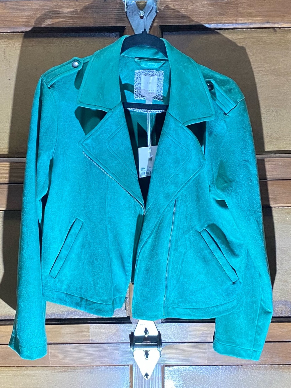 LC Lauren Conrad Teal Suede Moto Jacket
